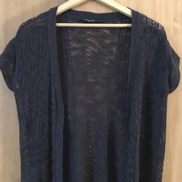 Vintage Y2K Point Zero Pointelle Knit Cap Sleeve Open Cardigan - Picture 4 of 13